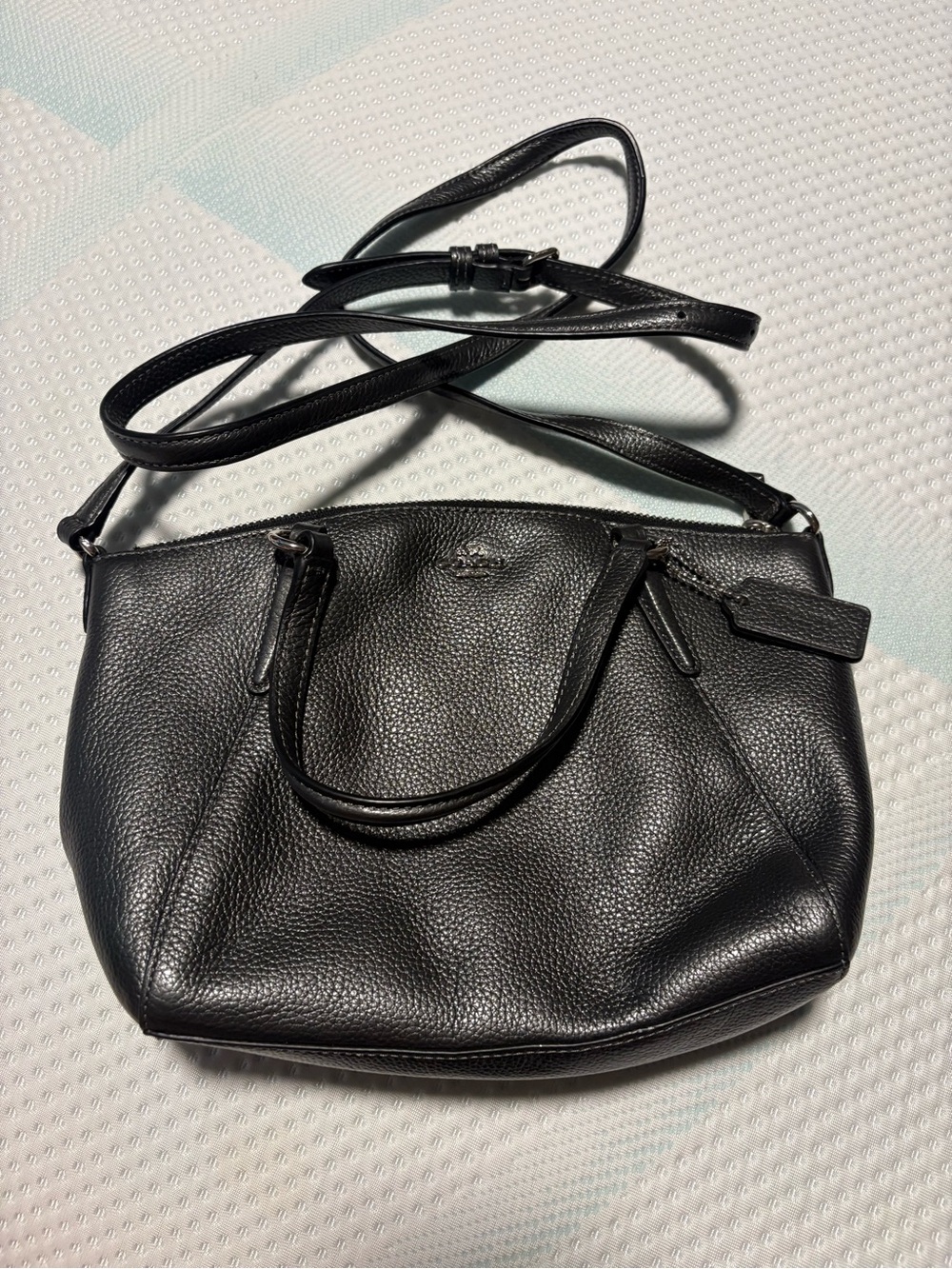 Coach Charcoal Pebbled Leather Crossbody Tote